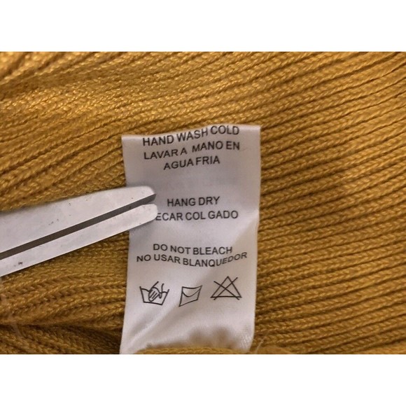 Mustard V-Neck Sweater with Pearl Accents - Picture 12 of 15